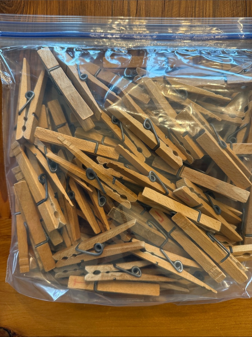 Vintage Wooden Clothespins - Natural Brown Set